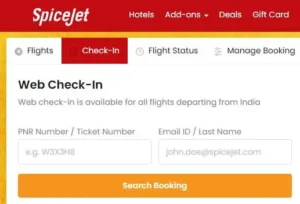 check your SpiceJet Web Check in PNR Status