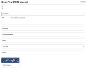 IRCTC registration step-by-step and create an IRCTC account