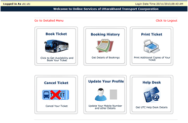 Uttarakhand UTC Online Bus Booking at utconline.uk.gov.in