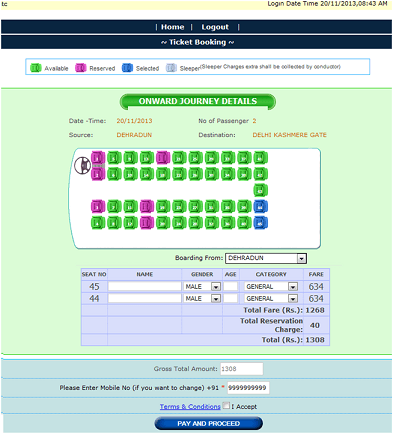 Uttarakhand UTC Online Bus Booking at utconline.uk.gov.in