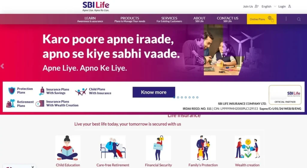 SBI Life Insurance services Portal