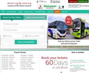 TgsRTC Bus booking online Portal