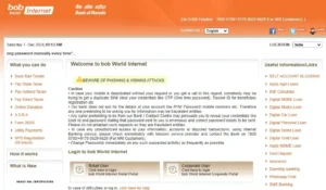 Bank of Baroda Net Banking portal