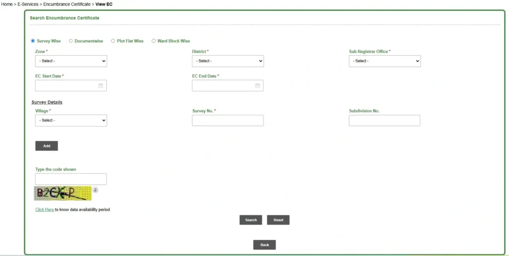 TNREGINET Encumbrance Certificate Portal