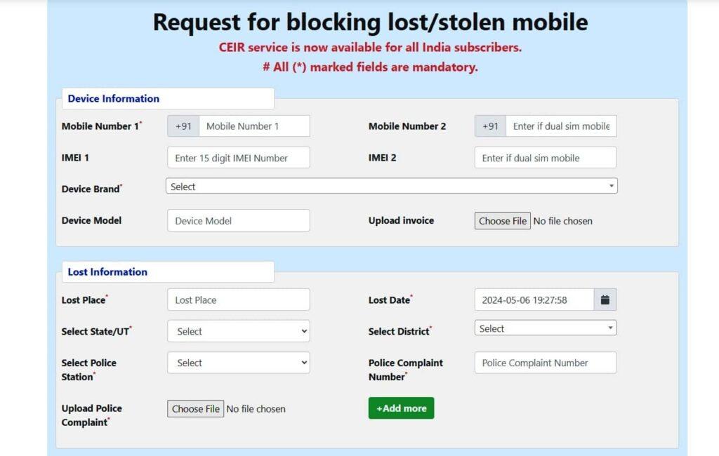 Block Lost or Stolen Mobile Devices