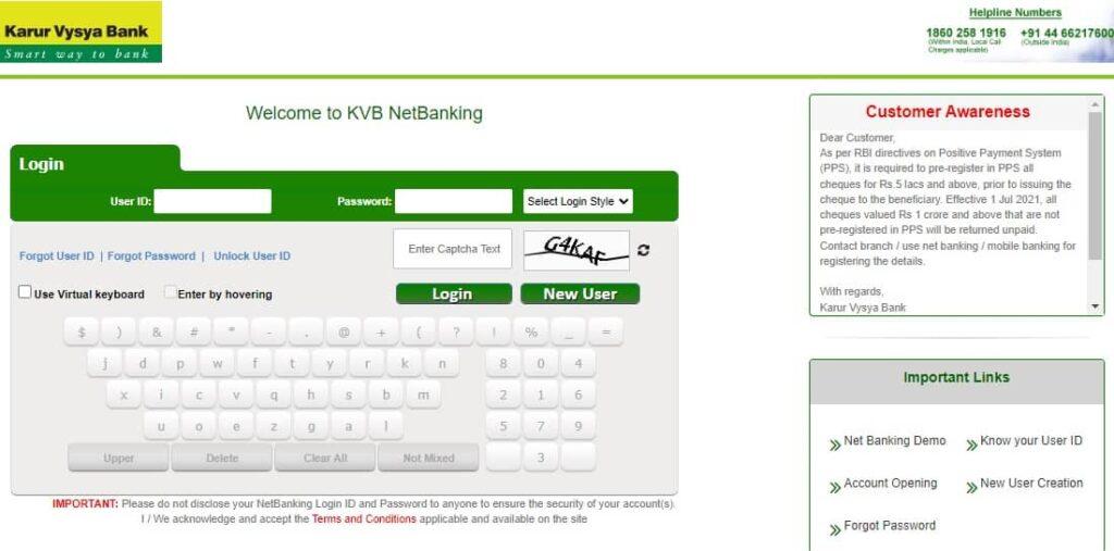 KVB Net Banking Login ( Online Banking ) 