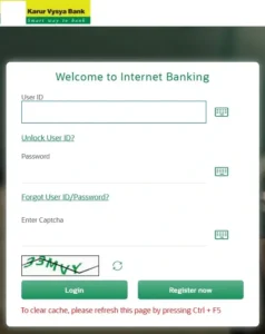 Karur Vysya Bank Net Banking portal 