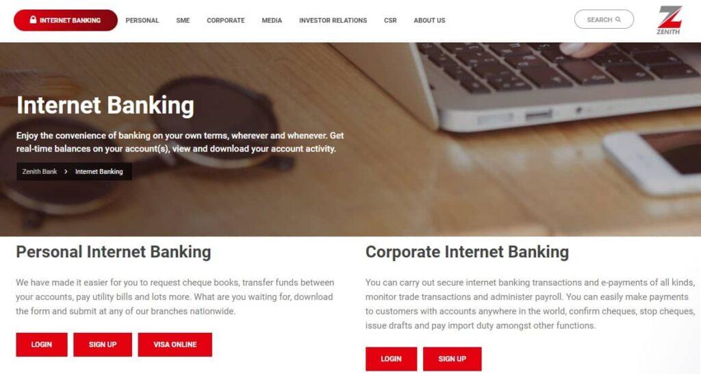 Zenith Bank Internet banking Login services