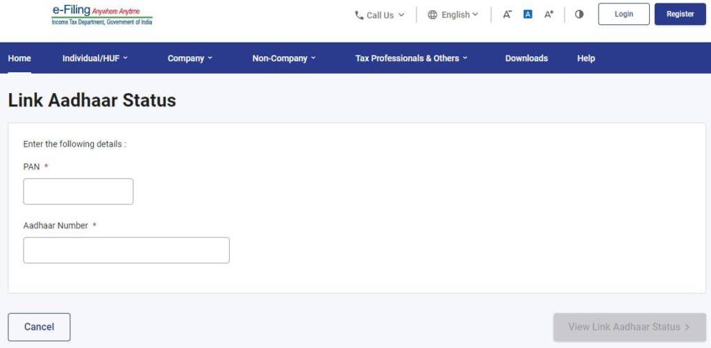 Check Aadhaar PAN Card Link Status Online