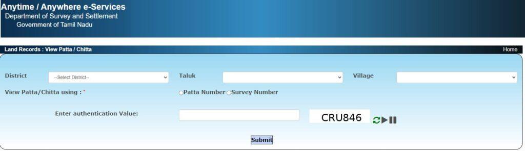 Tamil Nadu Land Records online to view Patta and Chitta