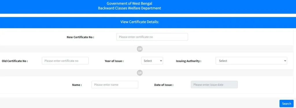 correct errors in caste certificate West Bengal