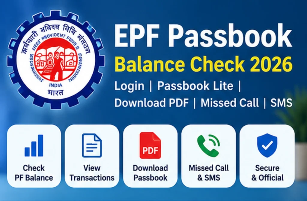 EPF Passbook Balance Check 2026 with login, Passbook Lite and PF balance options