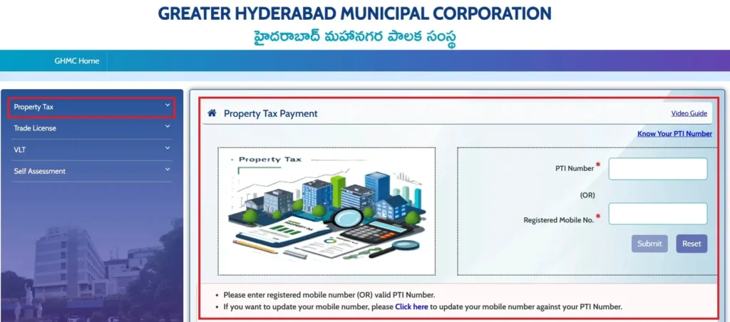 GHMC Property Tax payment Portal