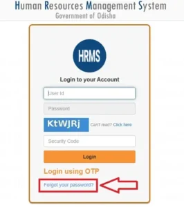 HRMS Odisha Password Reset Portal