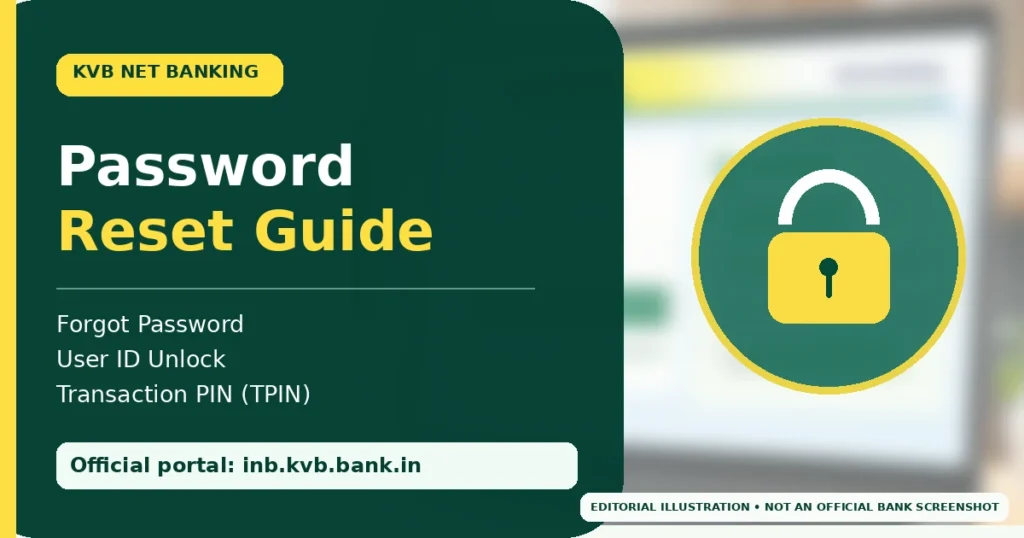 KVB Net Banking password reset, User ID unlock and TPIN recovery guide