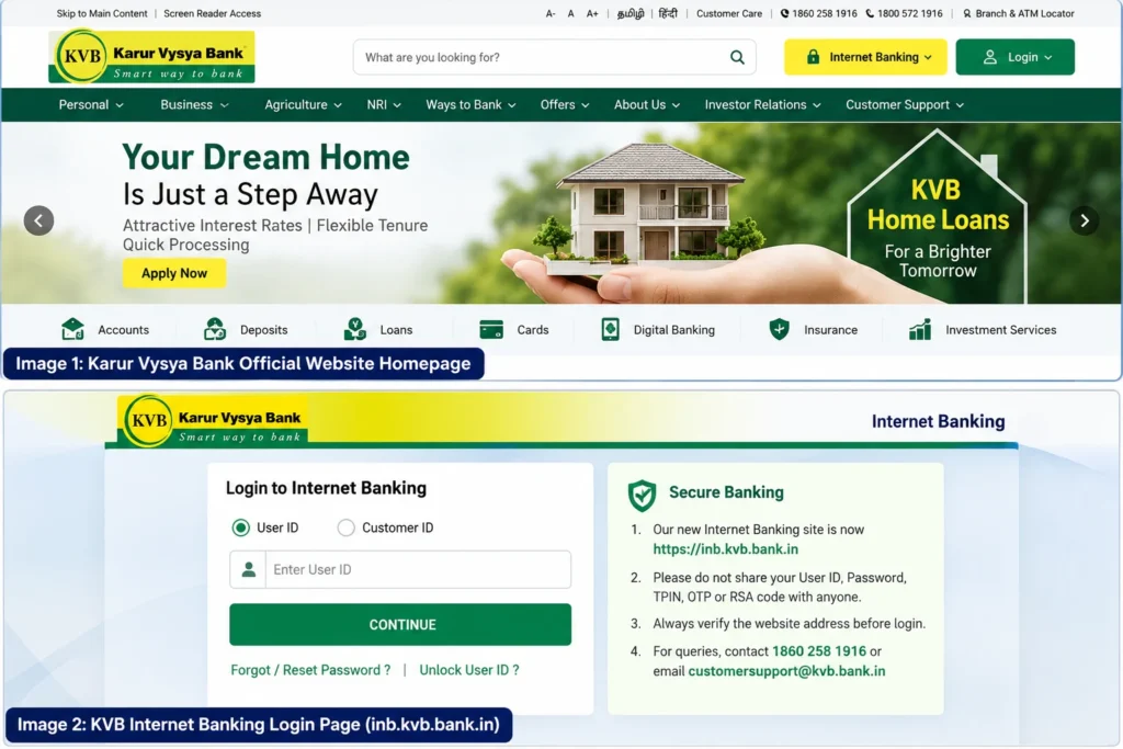Karur Vysya Bank Net Banking official login URL and secure access guide