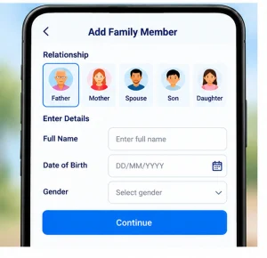 Add Family Member in Aarogya Setu 2.0 Add family member details and select relationship in Aarogya Setu 2.0