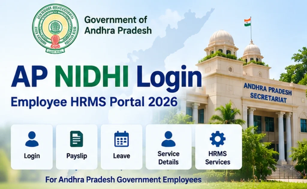AP NIDHI Login 2026 for CFMS ID, employee payslip and HRMS services