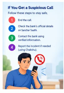Sanchar Saathi Suspicious Bank Call Safety Steps to follow after receiving a suspicious bank call
