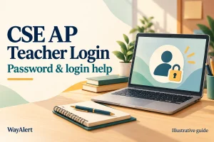 CSE AP Teacher Login Password Guide Illustration of a laptop with user and padlock symbols for CSE AP teacher login.