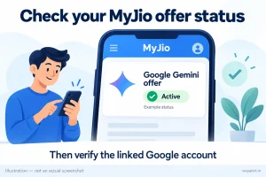 Select the Google Account Used for Jio Gemini Activation Illustration of selecting the Google account used to activate the Jio Gemini offer.
